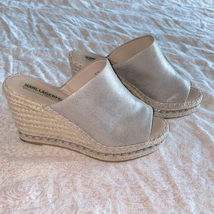 Karl Lagerfeld silver mules